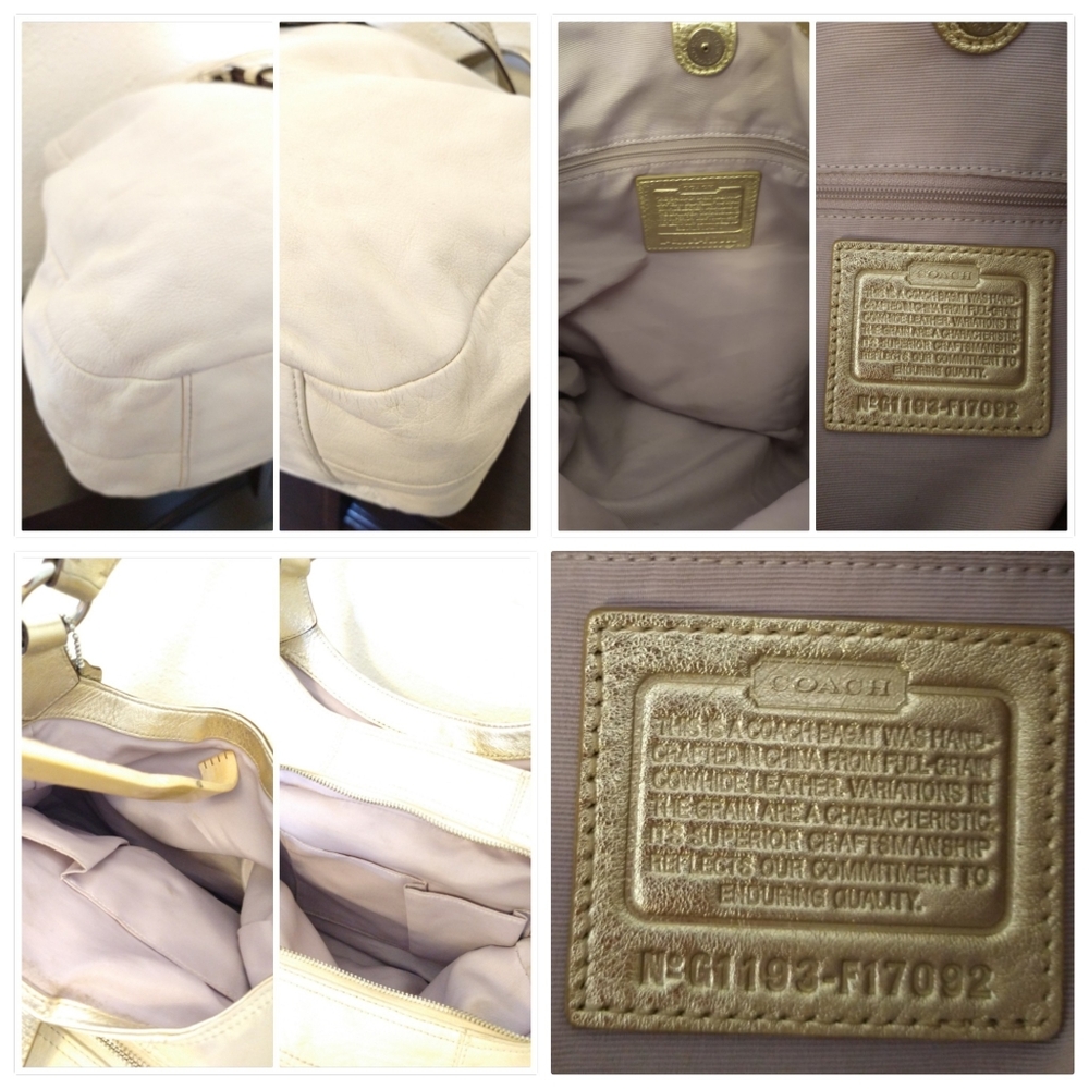 Coach F17092 Soho Ivory White & Gold Leather Hobo Shoulder Bag Purse - Picture 4 of 4